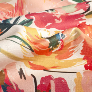 decoration fabric panama digital print flowers fuchsia/orange