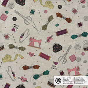 decoration fabric linen look digital print sewing supplies beige