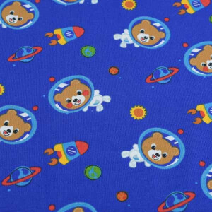 100x150 cm cotton jersey bears in space blue