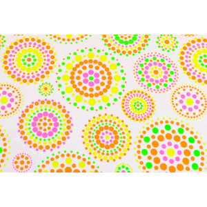 100x150 cm cotton jersey neon dots/circles white