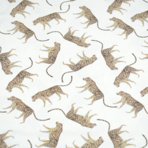100x150 cm Cotton jersey digital print leopards offwhite
