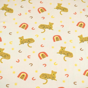 100x150 cm cotton jersey leopards offwhite/light yellow