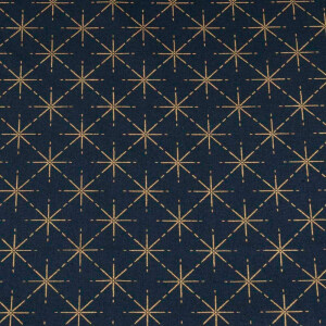 50x140 cm cotton christmas stars navy/bronze