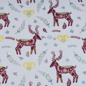 50x140 cm cotton christmas reindeer light grey/gold