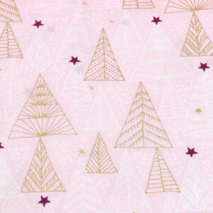 50x140 cm cotton christmas trees light pink/gold