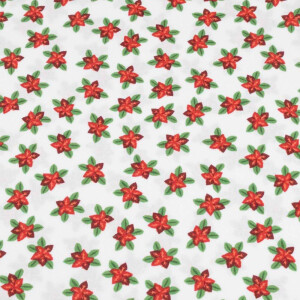 50x140 cm cotton christmas flowers offwhite