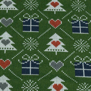 100x150 cm French Terry brushed christmas knitting motif presents dark green