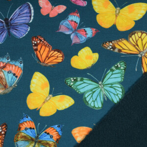 Softshell digital print butterflies petrol