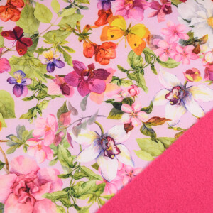 Softshell digital print flowers light pink