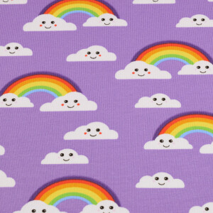 100x150 cm French Terry cloudy rainbows purple