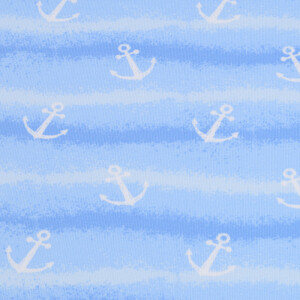 French Terry stripes and anchors light blue
