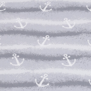 French Terry stripes and anchors light grey