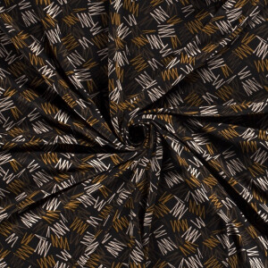 Jersey fabric discharge printed stripes brown