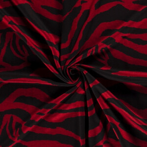 Jersey fabric discharge Animals red