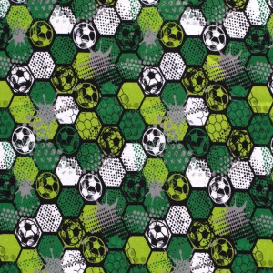 Jogging fabric digital printed soccer hexagons green