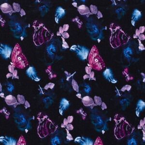 Jogging fabric digital printed butterflies black