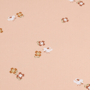 cotton jersey flowers and birds light pink