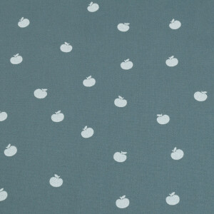 cotton poplin printed apples indigo