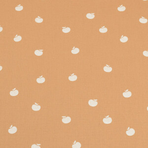 cotton poplin printed apples terra pink