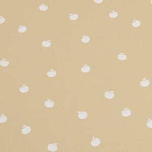 cotton poplin printed apples beige