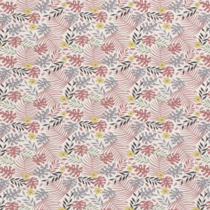 50x150cm Cotton jersey leaves pink