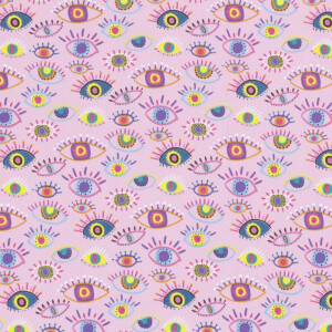 95x150cm Cotton jersey eyes abstract pink