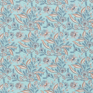 Cotton poplin Abstract flowers mint