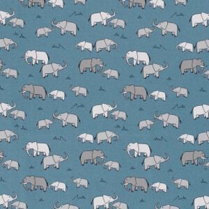 Cotton poplin Elephants steel