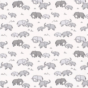 Cotton poplin Elephants off-white