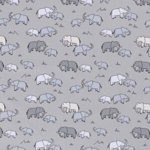 Cotton poplin Elephants gray