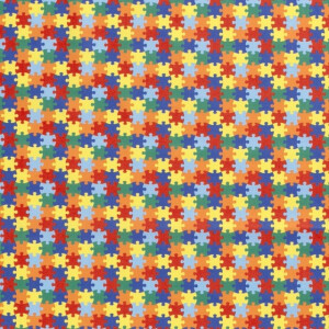 Cotton poplin Colored puzzle pieces
