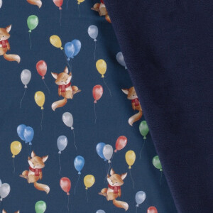 Softshell digital print foxes with balloons navy
