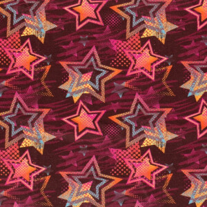 Jogging fabric digital printed stars wine-red
