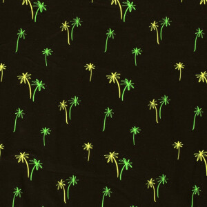 French Terry brushed neon palm trees black