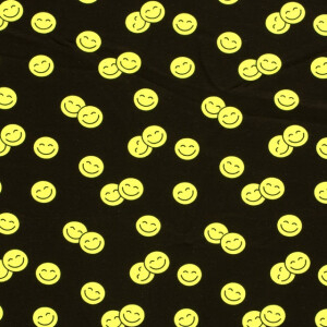 French Terry brushed neon smileys black