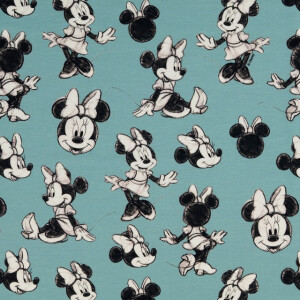 cotton jersey digital print Minnie Mouse light blue