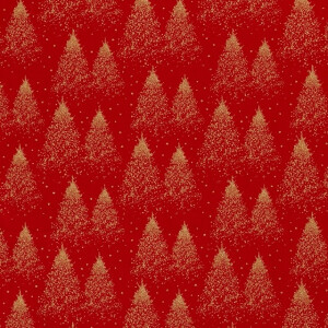 50x145 cm Cotton christmas trees red/gold