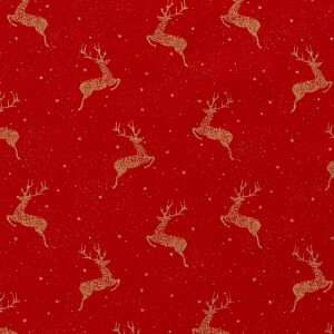 50x145 cm Cotton christmas deer red/gold