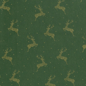 50x145 cm Cotton christmas deer green/gold