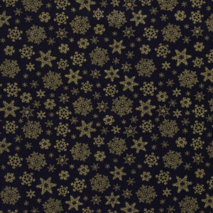 50x145 cm Cotton christmas snowflakes navy/gold