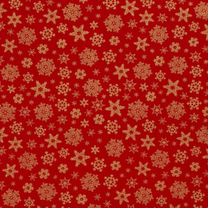 50x145 cm Cotton christmas snowflakes red/gold