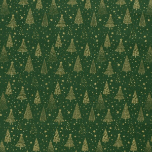 50x145 cm Cotton christmas trees green/gold