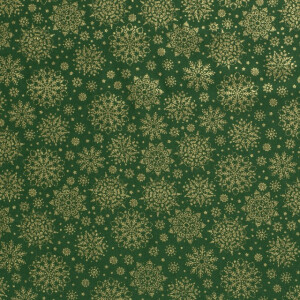 Cotton christmas snowflakes green/gold