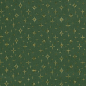 Cotton christmas stars green/gold