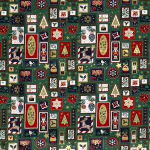 Cotton christmas patchwork green/gold