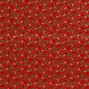 Cotton christmas holly red/gold