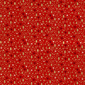 50x145 cm Cotton christmas stars/trees/hearts red/gold