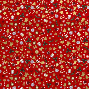 50x145 cm Cotton christmas ornaments red/gold
