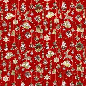 Cotton christmas ornaments red/gold