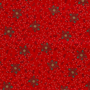 50x145 cm Cotton christmas flowers red/gold